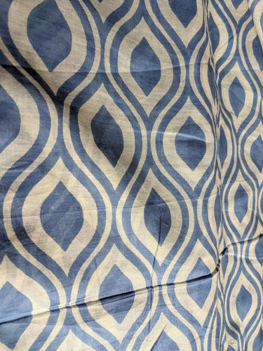 Blue and White Printed Cotton Muslin Fabric, Sewing Fabric, Fabric By Metre / Half Metre